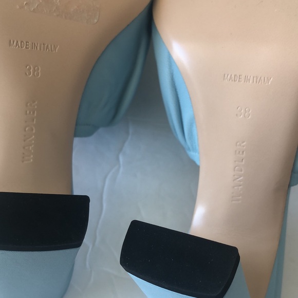 Wandler Ava Mule Lambskin Leather Sky Blue Shoes Heels Italy 38/ 8B - Picture 12 of 13